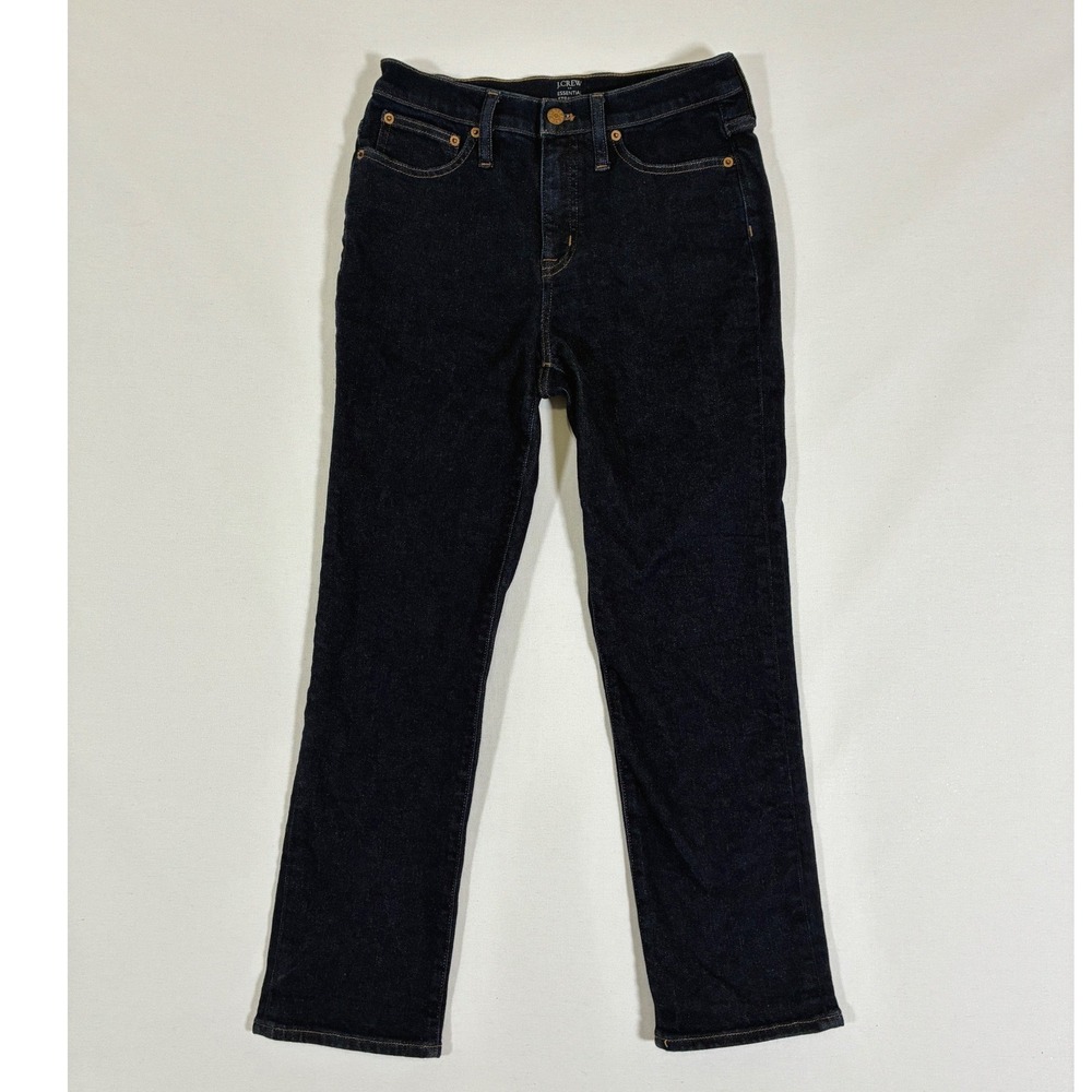 J.Crew Essential Straight Jeans Womens 26 High Rise Dark Indigo Denim BU829